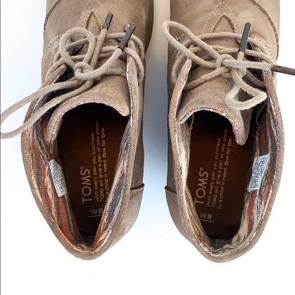 Toms Suede Tan Wedge Booties - Picture 7 of 8